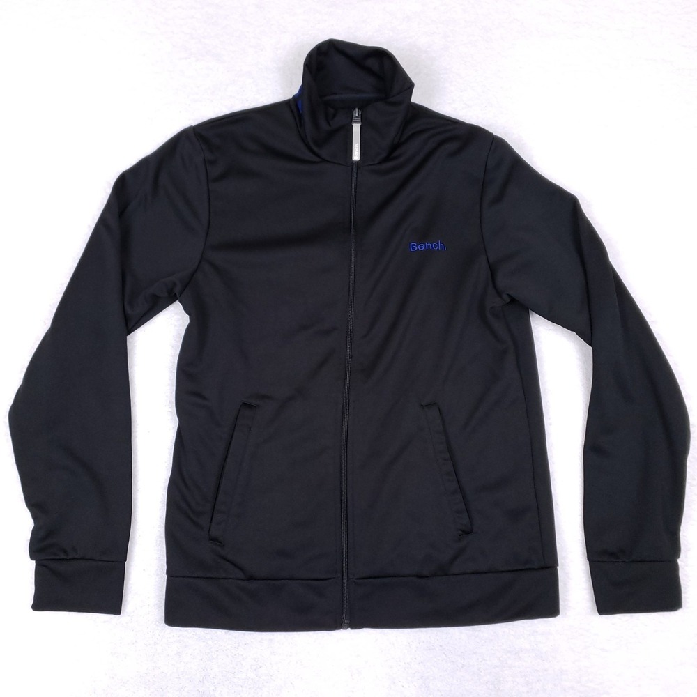 Bench Track Jacket‎ Mens Large Black Full Zip Logo Collar Streetwear Athleisure